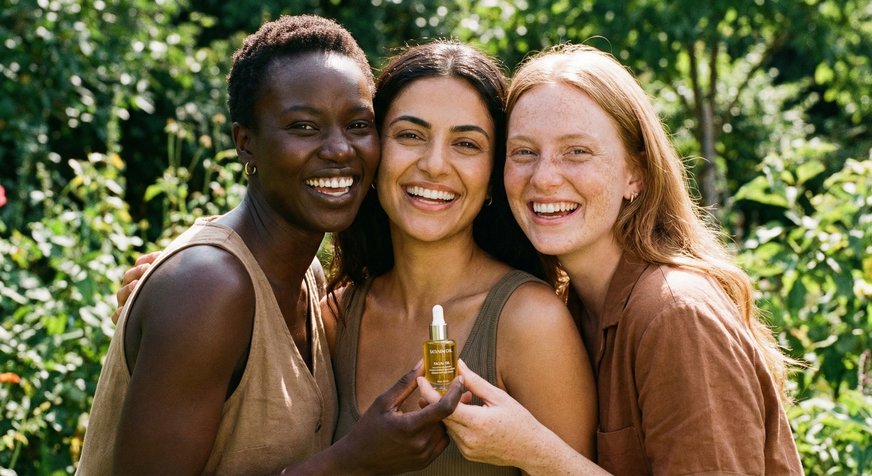 Three women with different skin tones