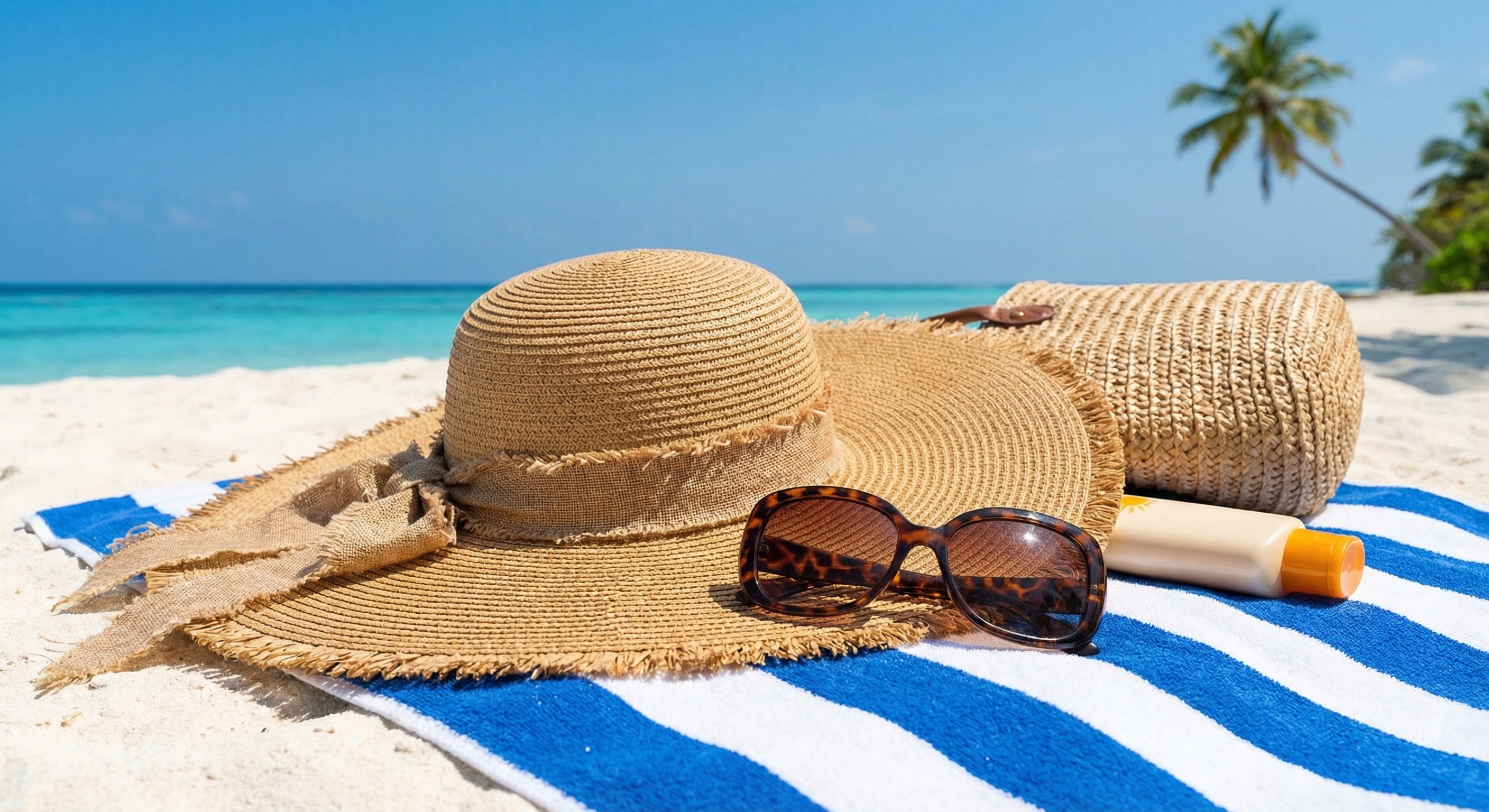Wide brimmed hat and sunglasses